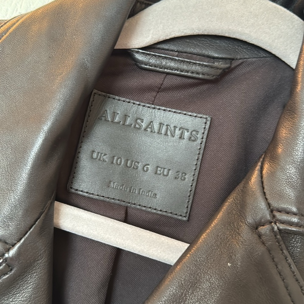 All Saints Dalby Leather Jacket size 6 - Picture 4 of 6